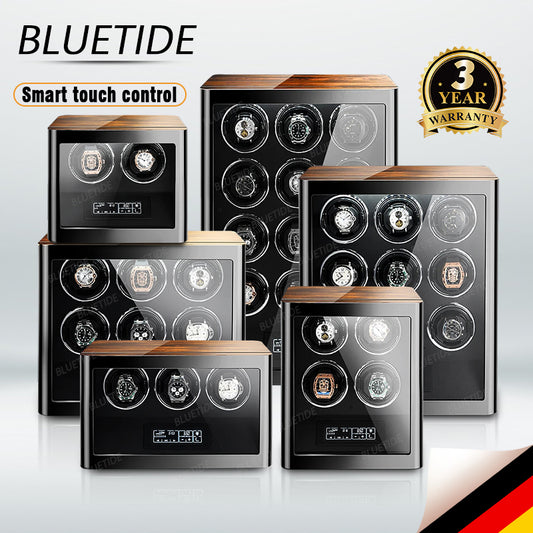 Premium Smart 9-Slot Automatic Winding Watch Winder Square Wood Display Box Touch Control