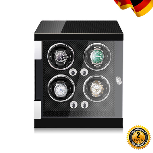 High-end 4-Slot OEM Wooden Watch Winder Piano Lauquer Automatic Winding for Watch With Led Light