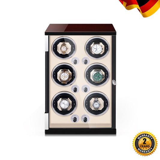 6-Slot Watch Winder Box Automatic Storage Shakes Watches Enables Winding Keeps Watches Running Stores Safely Factory Direct