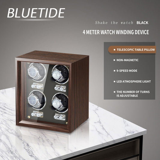 Elegant Design Woodgrain Watch Winder 4-Slot Watch Storage Box for Watch Automatic Winding Factory Direct OEM