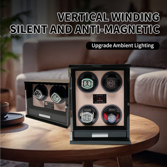 Premium 4-Slot APP Controlled Mechanical Watch Winder OEM ODM Anti-Magnetic Watch Turner Vibrator Automatic Winding Wooden
