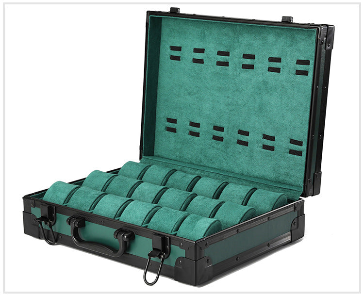 High Quality 18-slot Black  Rectangular Watch Case Multi-position Storage Lock Closure Cross-border Wholesale Business Men's