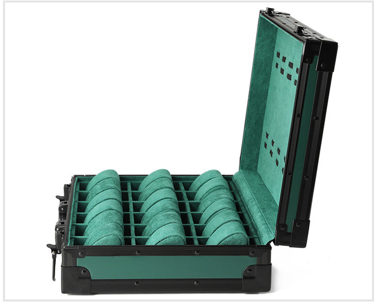 High Quality 18-slot Black  Rectangular Watch Case Multi-position Storage Lock Closure Cross-border Wholesale Business Men's