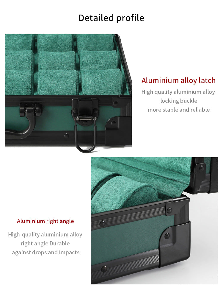 High Quality 18-slot Black  Rectangular Watch Case Multi-position Storage Lock Closure Cross-border Wholesale Business Men's