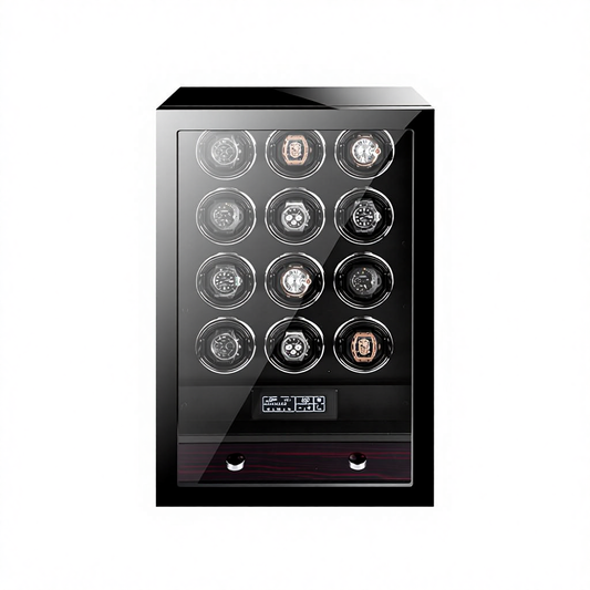 Automatic 12-Slot Touch Control Protective Watch Winder Box Piano Lacquer Finish OEM Luxury Watch Storage Shaker Sleek Design