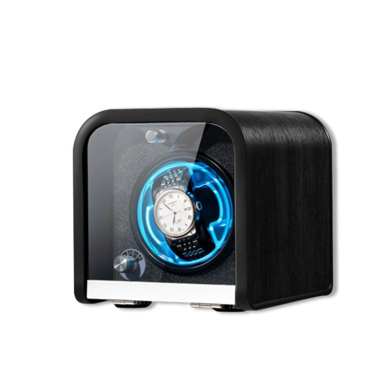 1-Slot Automatic Watch Winder Box Protective Wood Inner Storage Luxury Watch Case Battery & Plug-in Power