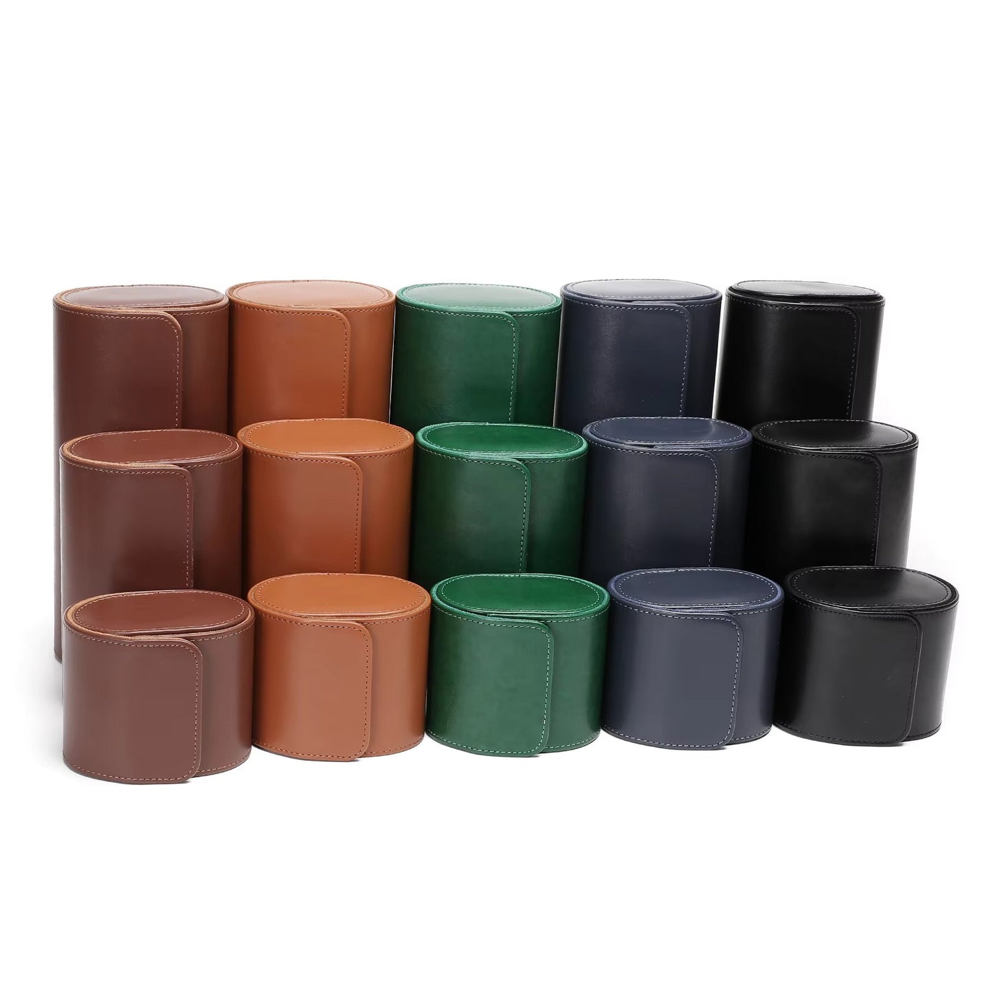 Custom Leather 3-Slot Watch Organizer Storage Box Protective Travel Gift Roll Case for Jewelry Packaging