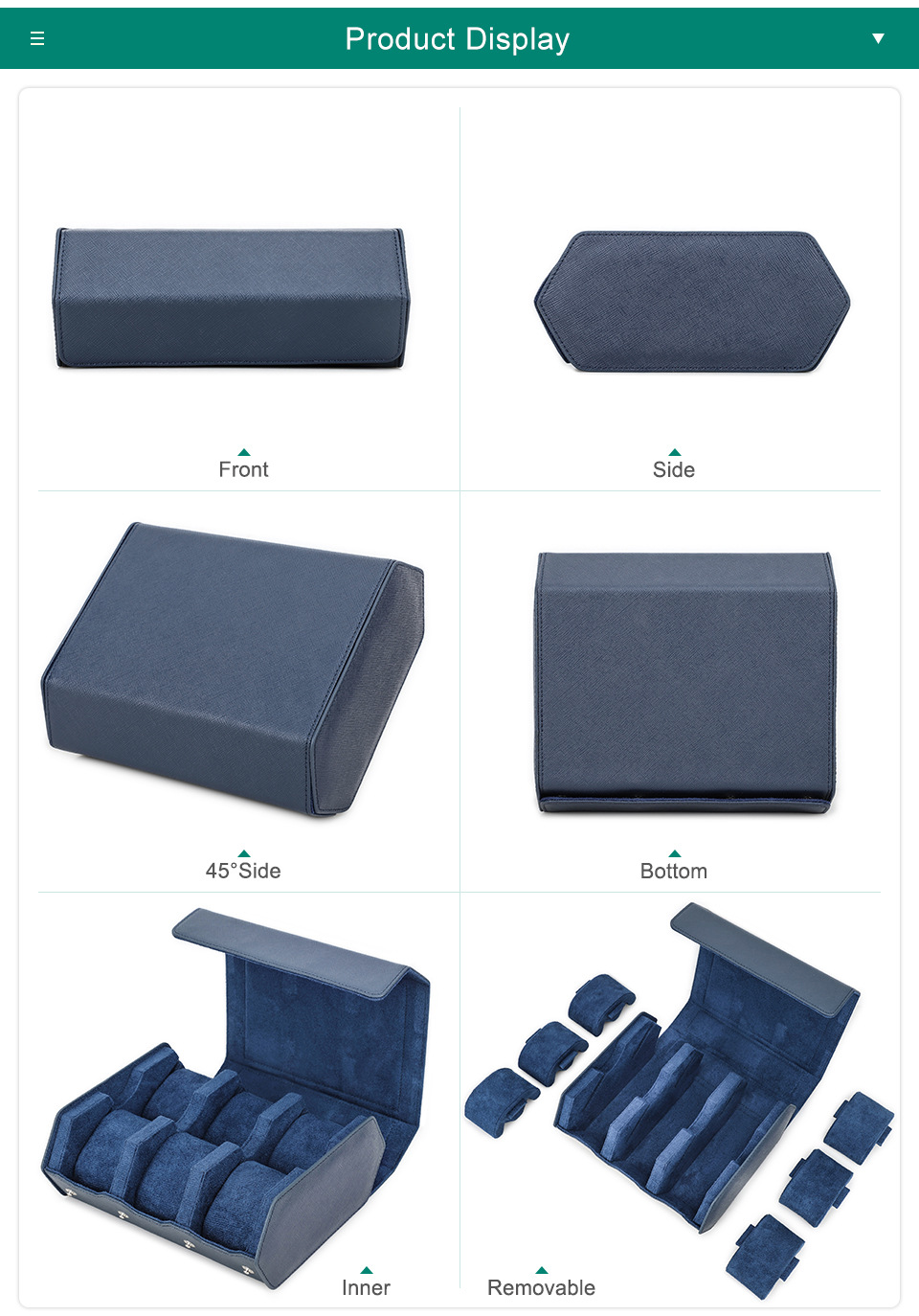 Luxury Leather 6-Slot Watch Box Removable Suede Holder Dustproof Custom Logo