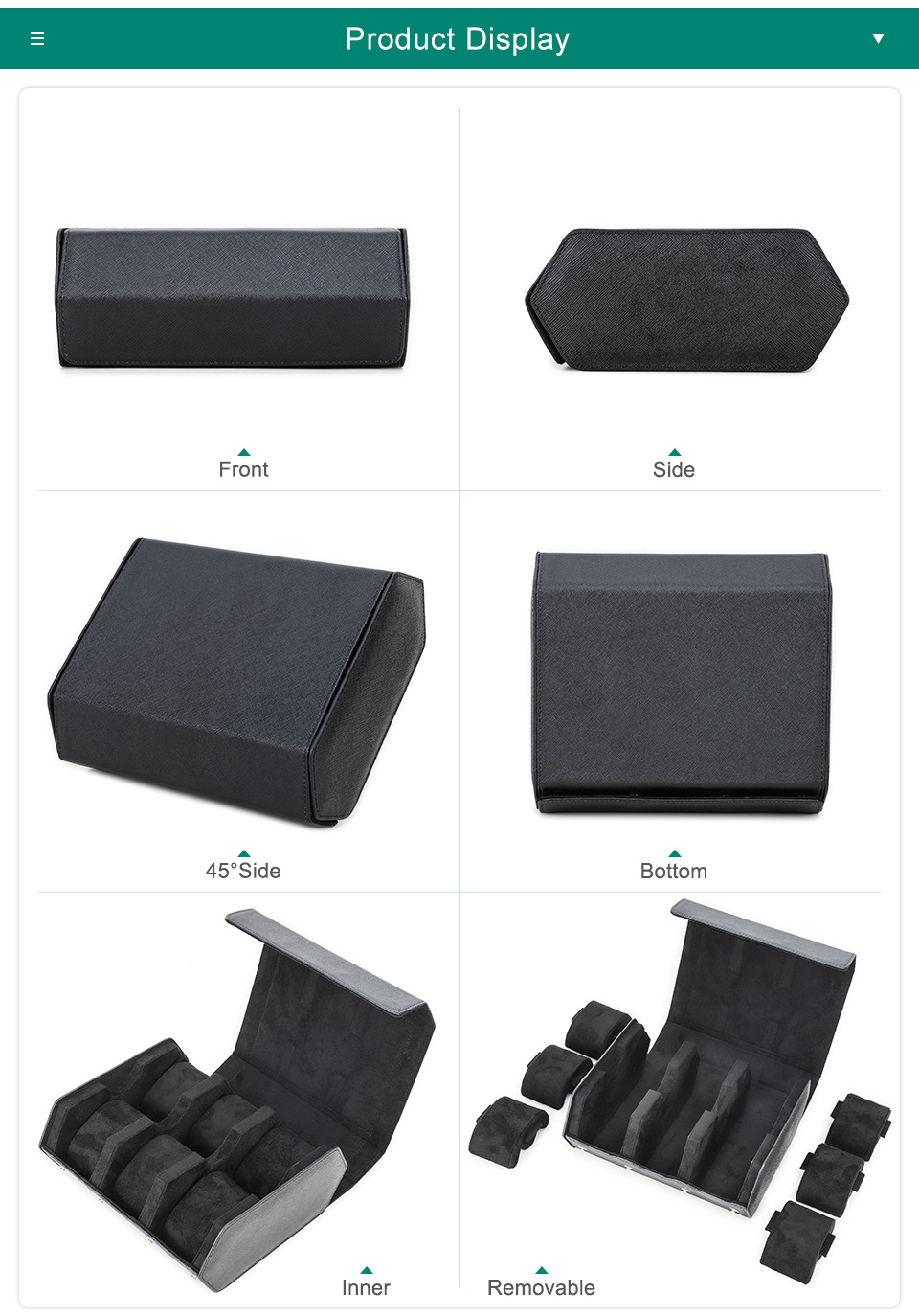Luxury Leather 6-Slot Watch Box Removable Suede Holder Dustproof Custom Logo