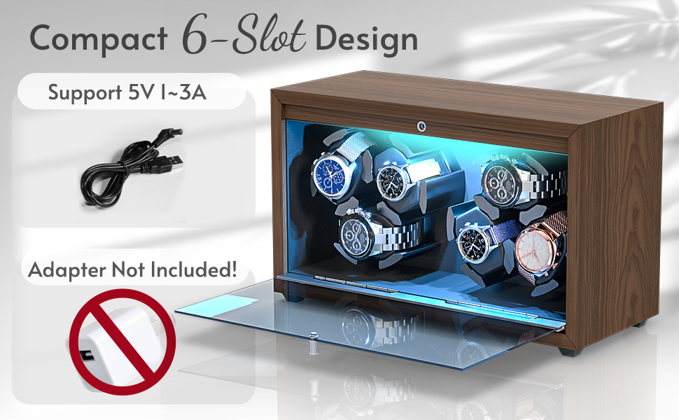 Wholesale 6-Slot Silent Watch Winder Factory Direct Rotating Wood Grain Display Box for Automatic Watches