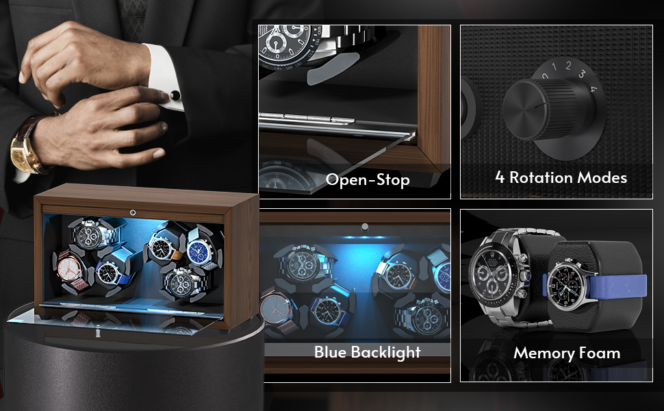Wholesale 6-Slot Silent Watch Winder Factory Direct Rotating Wood Grain Display Box for Automatic Watches