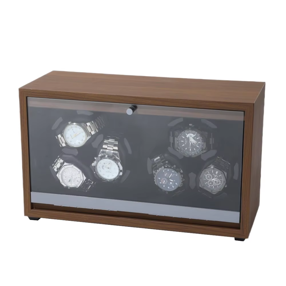 Wholesale 6-Slot Silent Watch Winder Factory Direct Rotating Wood Grain Display Box for Automatic Watches