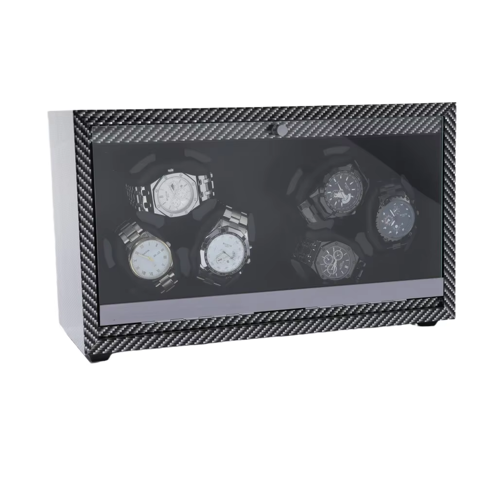 Wholesale 6-Slot Silent Watch Winder Factory Direct Rotating Wood Grain Display Box for Automatic Watches