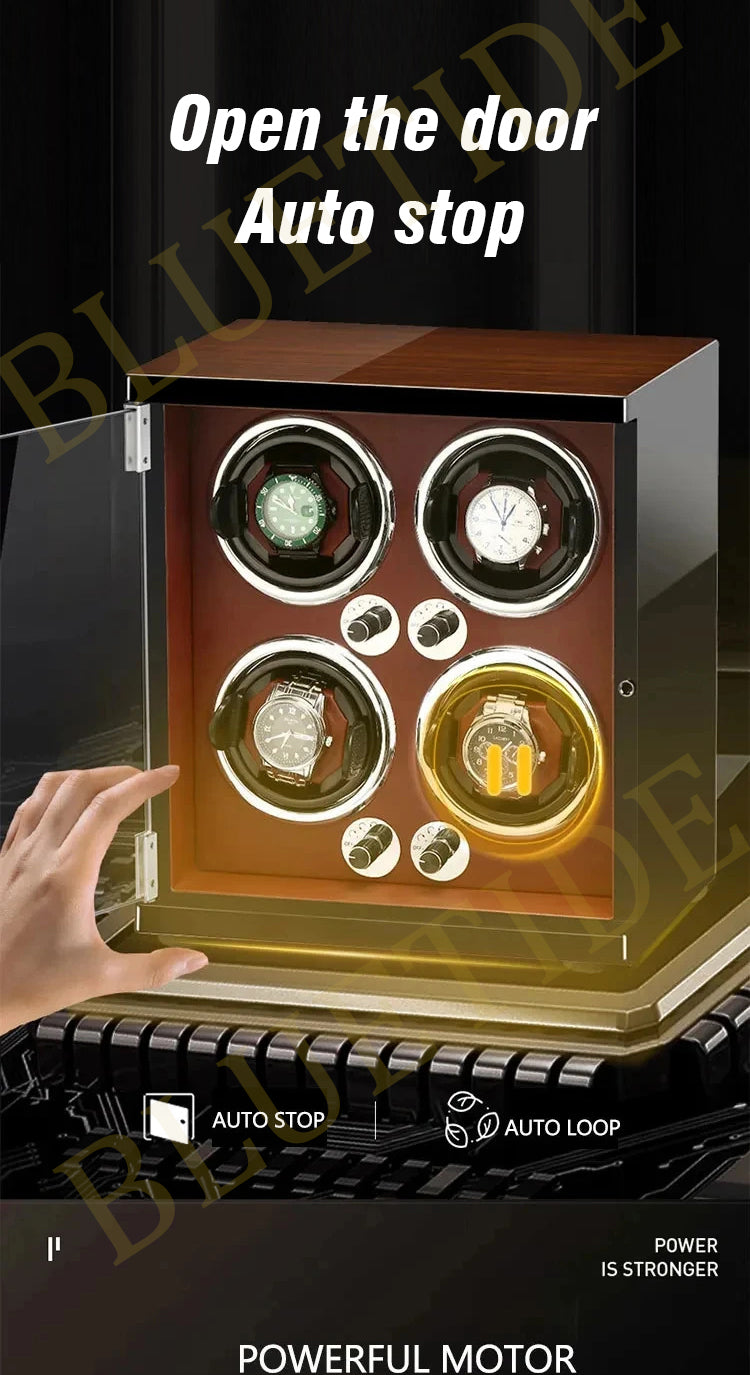 9-Slot Watch Winder Box with Protective Storage Piano Baking Lacquer for Automatic Winding Watches