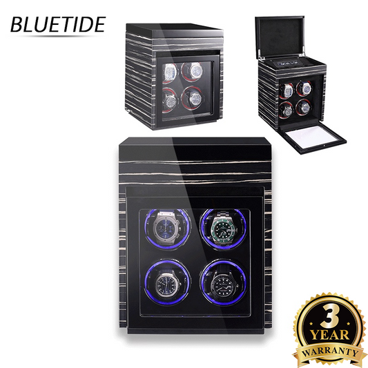 Touch-Screen Mechanical Watch Winder Multi-Position Colorful Light Solid Wood Watch Turner Safe Box Factory Direct