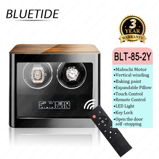 Manufacturer Wholesale 2-slot Automatic Winding Watch Winder Square Wood Eco-friendly Display Box Touch