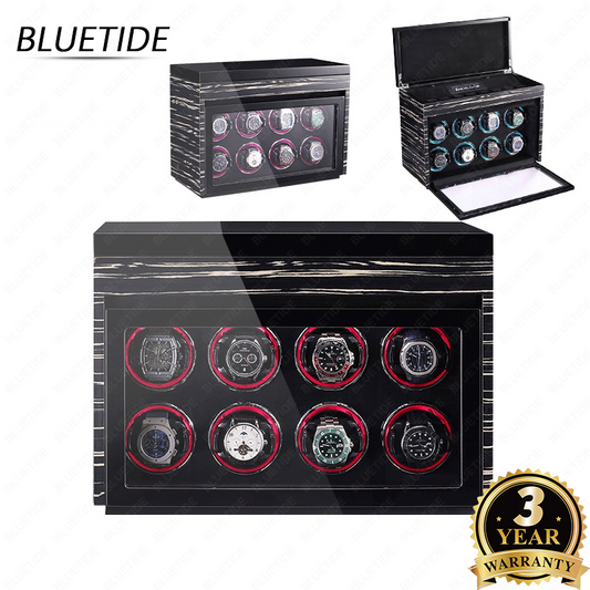 Multifunctional Watch Storage Box Automatic Winding Touch Control Colorful Light Efficient Rectangle Watch Winder 8-Slot