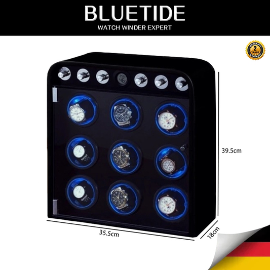 Luxury Protective Automatic Watch Winder Storage Box OEM ODM with 9 Slots and Wood Inner Case