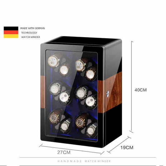 Premium 12-Slot Mechanical Watch Winder Anti-Magnetic Watch Turner Vibrator Automatic Winding Watch Protective