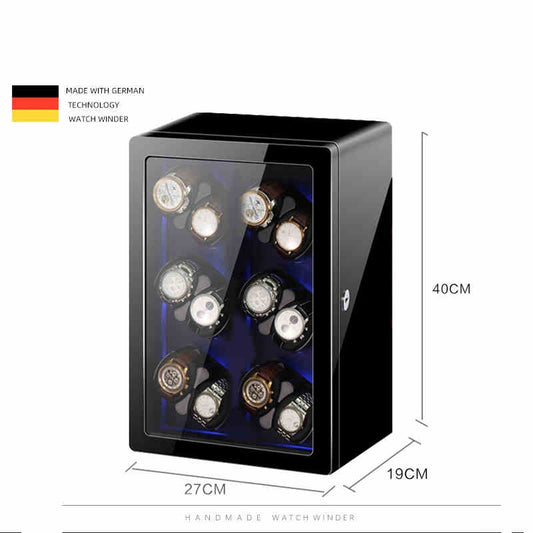 Premium 12-Slot Mechanical Watch Winder Anti-Magnetic Watch Turner Vibrator Automatic Winding Watch Protective