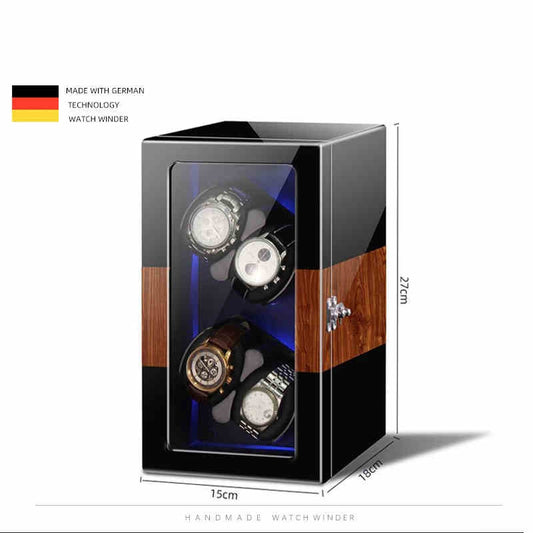 Premium 4-Slot Mechanical Watch Winder 4-Slot Anti-Magnetic Watch Turner Vibrator Automatic Winding Watch Protective