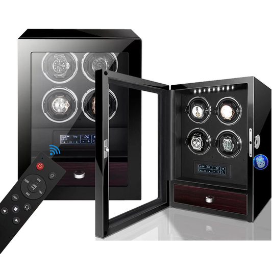Automatic 4-Slot Touch Control Wooden Watch Winder Box Protective Design Piano Lacquer Watch Winder Box