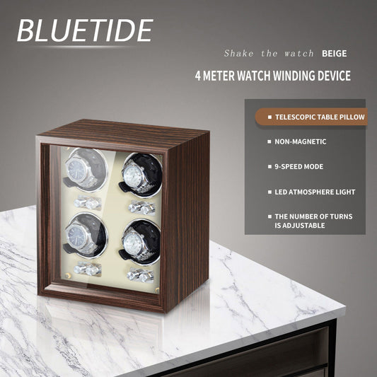 Elegant Design Woodgrain Watch Winder 4-Slot Watch Storage Box for Watch Automatic Winding Factory Direct OEM