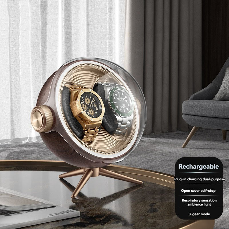 Unique Design 2 Slot Elegant Luxury Plastic Multifunction Rotating Watch Winder Box OEM