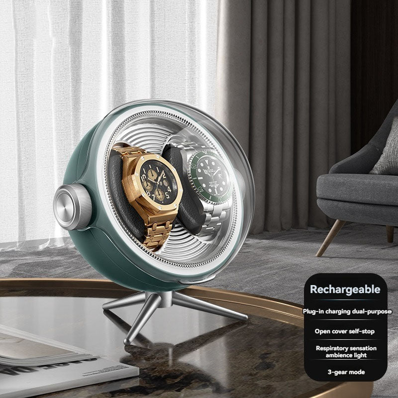 Unique Design 2 Slot Elegant Luxury Plastic Multifunction Rotating Watch Winder Box OEM