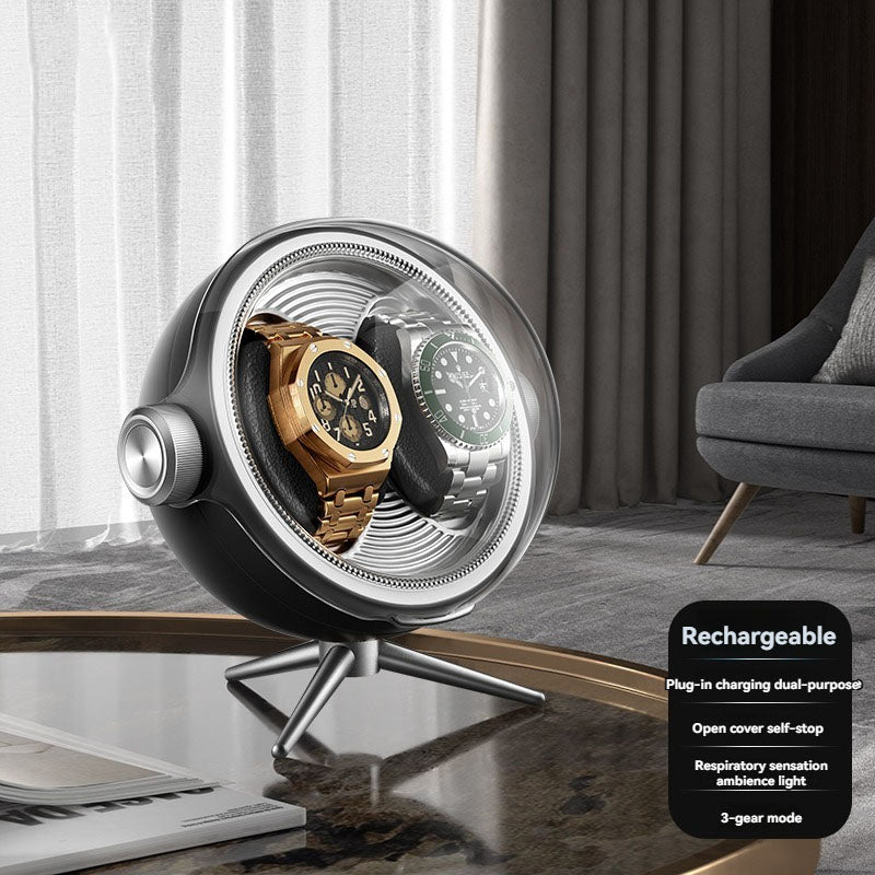 Unique Design 2 Slot Elegant Luxury Plastic Multifunction Rotating Watch Winder Box OEM