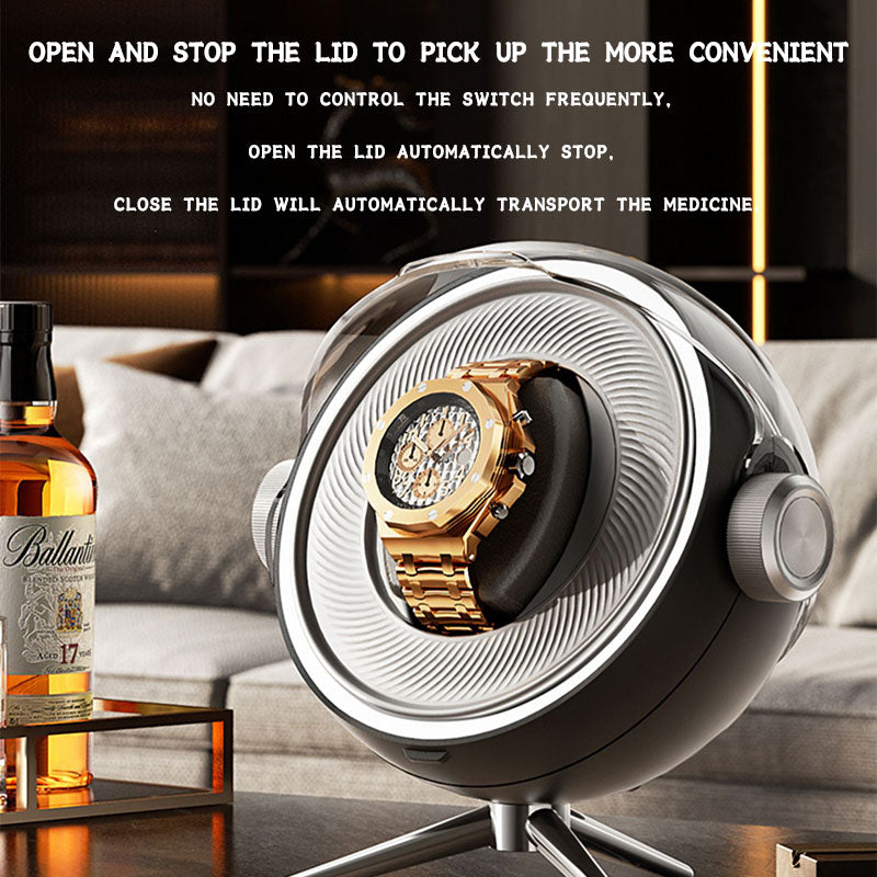 Unique Design 2 Slot Elegant Luxury Plastic Multifunction Rotating Watch Winder Box OEM