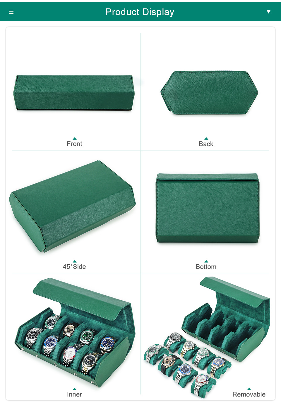 Portable Handmade Leather Watch Roll Travel Box 8 Slots Removable Suede Holder Dustproof Custom Logo